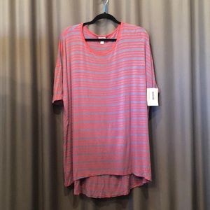 LuLaRoe Irma XL Heather Purple and Coral Stripe